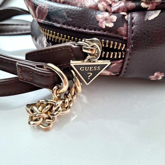 Guess Evan Aubergine Colour Floral Mini Backpack Crossbody Bag - Picture 4 of 11